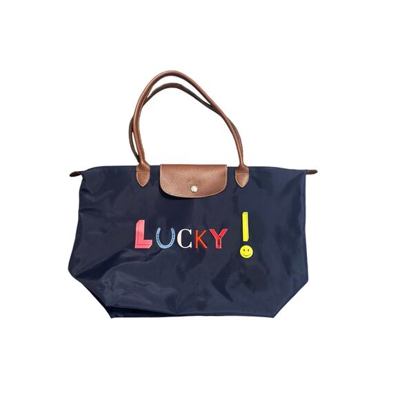 Longchamp Le Pliage “Lucky!” Navy Blue Shoulder Tote – Medium – Hard To Find - Picture 3 of 7